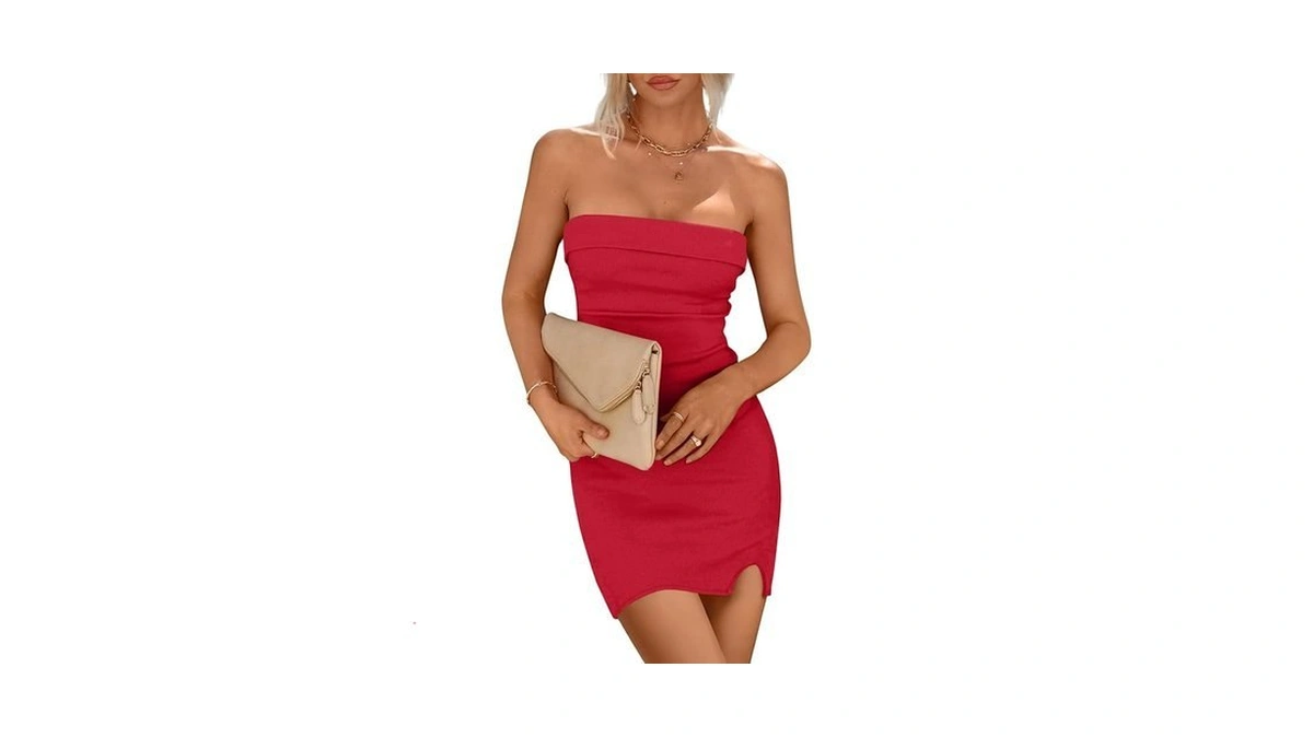 Imily Bela Womens Strapless Tube Bodycon Mini Dress... - Coupon