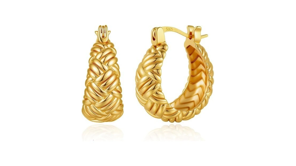 Cicy Bell Earrings For Women 18k Gold Plated Woven... - Coupon