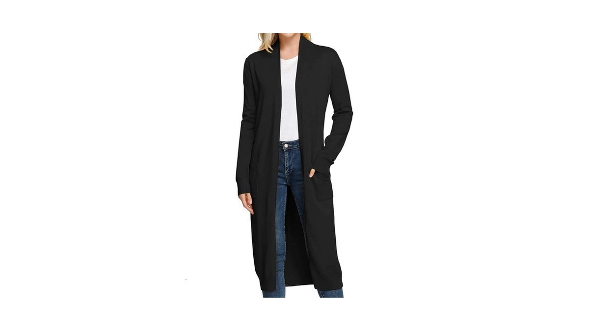 Grace Karin Womens Long Black Cardigan Sweater... - Coupon