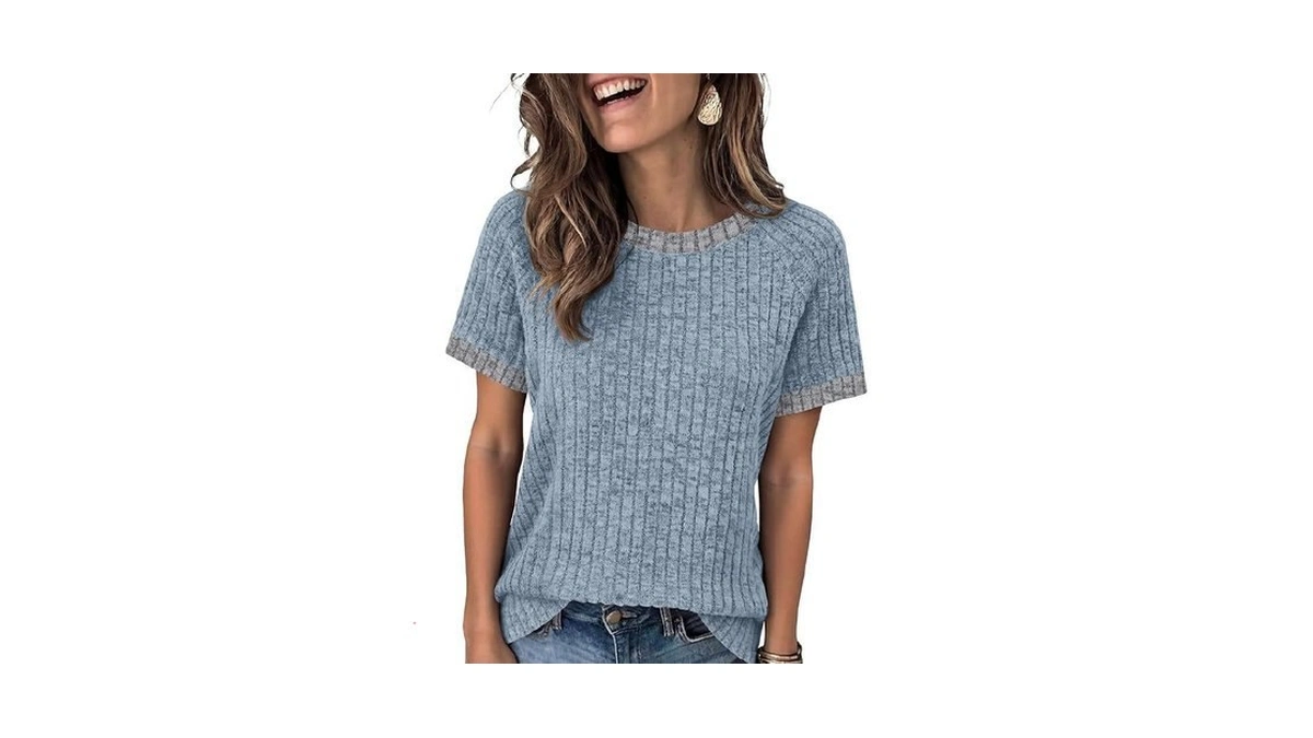 Anrabess Womens Tops Summer Short Sleeve Shirts... - Coupon