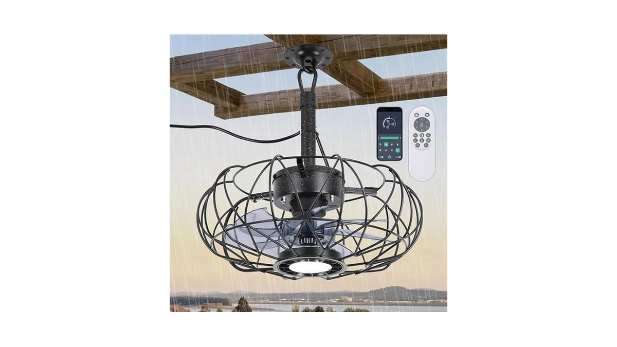 Outdoor Gazebo Fan With Hanging Hook 15 Waterproof... - Coupon
