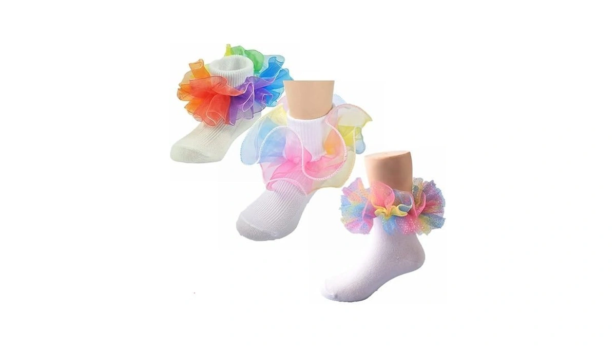 Wbzotss Girls Rainbow Lace Ruffle Trim Cotton Baby... - Coupon