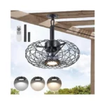 Miuyhji Black Outdoor Ceiling Fans With Led Light... - Coupon