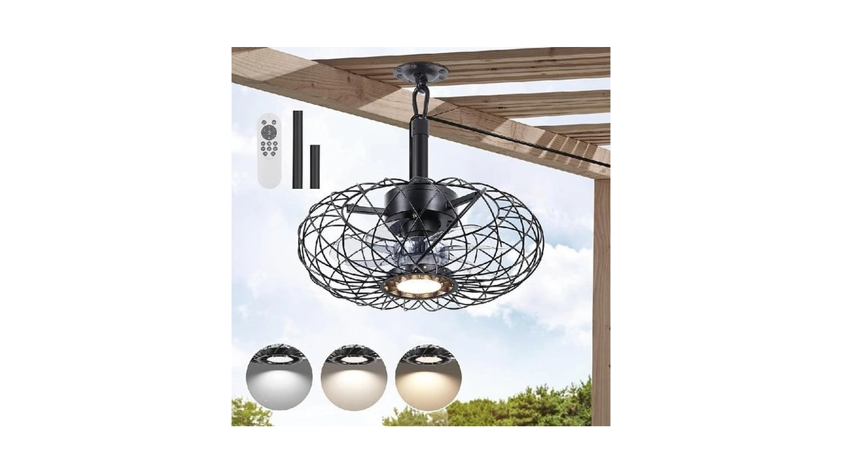 Miuyhji Black Outdoor Ceiling Fans With Led Light... - Coupon