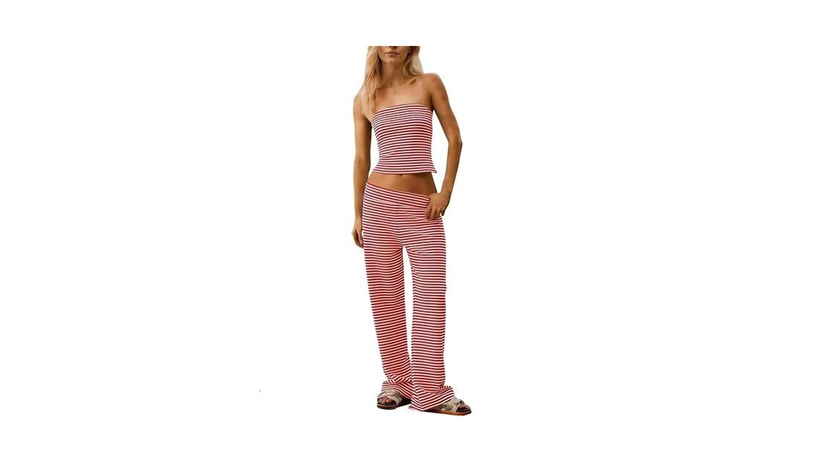 Msbesyor Women Sailor Tube Top Set 2 Piece Outfits... - Coupon