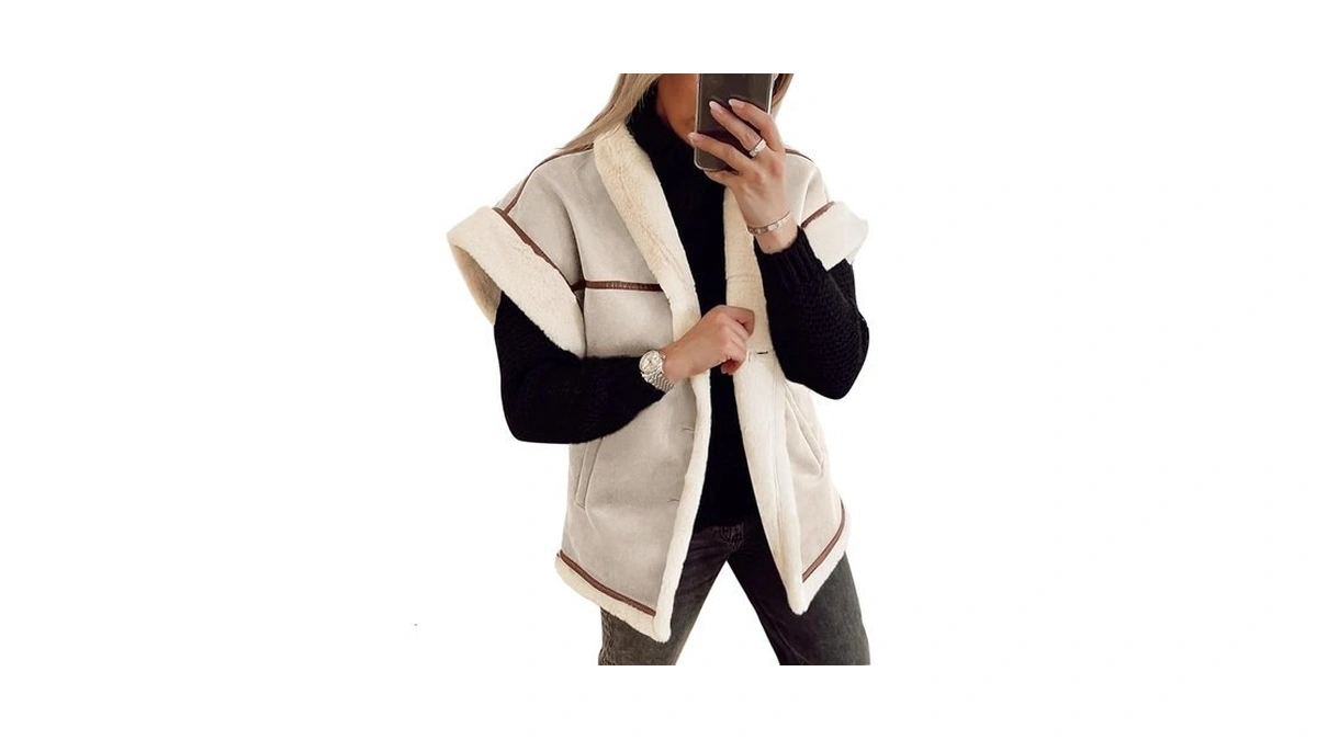 Cicy Bell Womens Suede Sherpa Vest Faux Fur... - Coupon