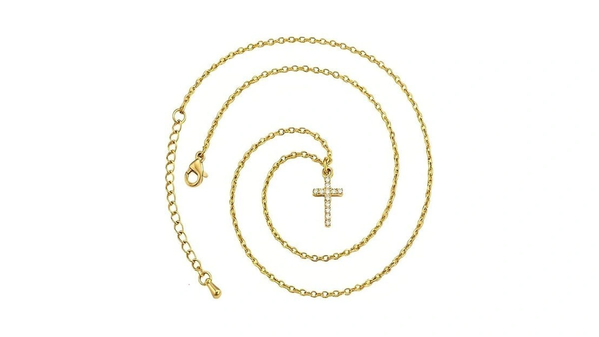 Orejorde 18k Gold Plated Cross Necklace For Women... - Coupon