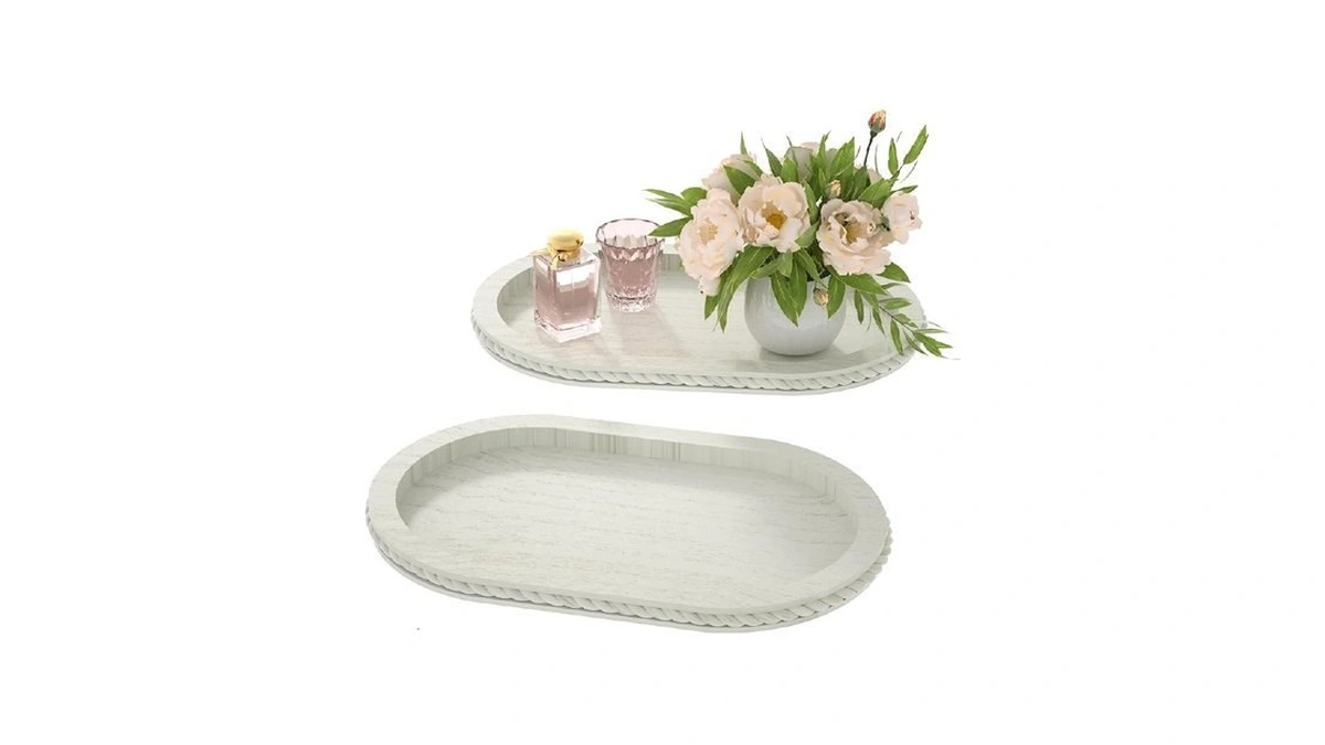 Urban Deco Oval Wooden Decorative Tray Set Of 2... - Coupon