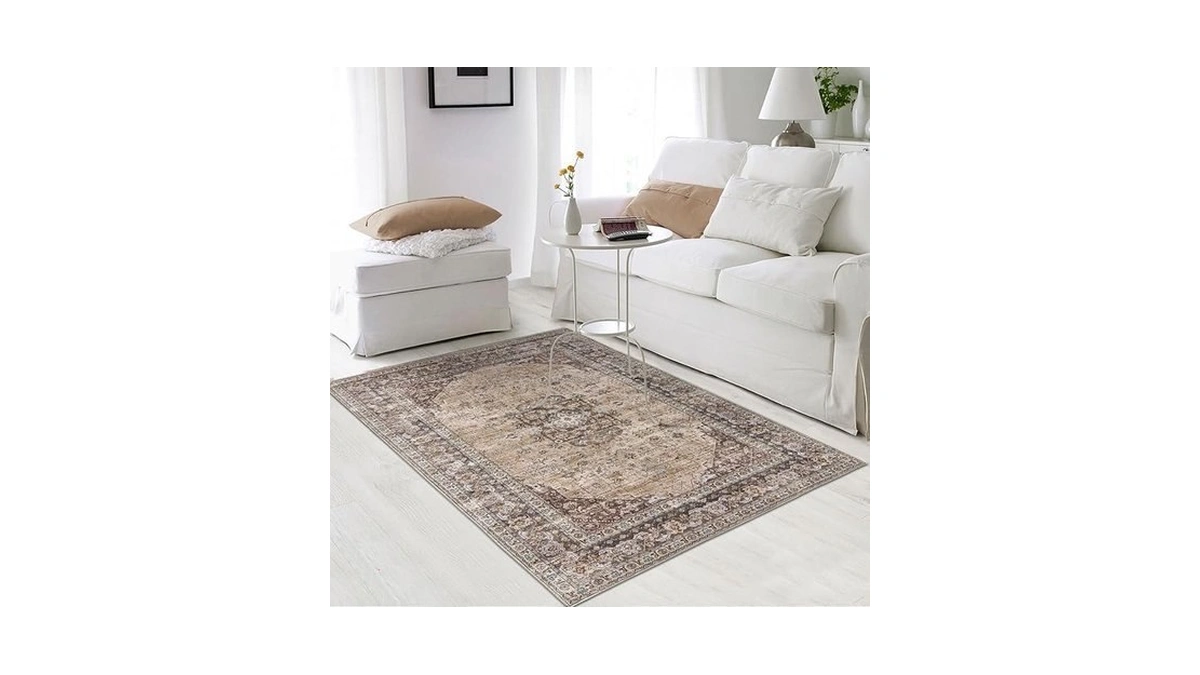 Decomall Kalina Washable Area Rugs Brown Bohemian... - Coupon