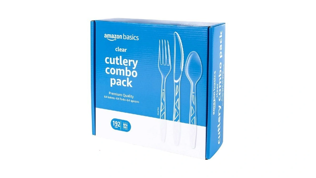 Amazon Basics Disposable Clear Plastic Cutlery Set... - Coupon