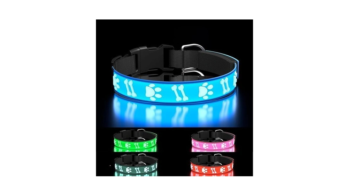 Topoto Light Up Dog Collar, 3d Led Dog Collars, Adjustable