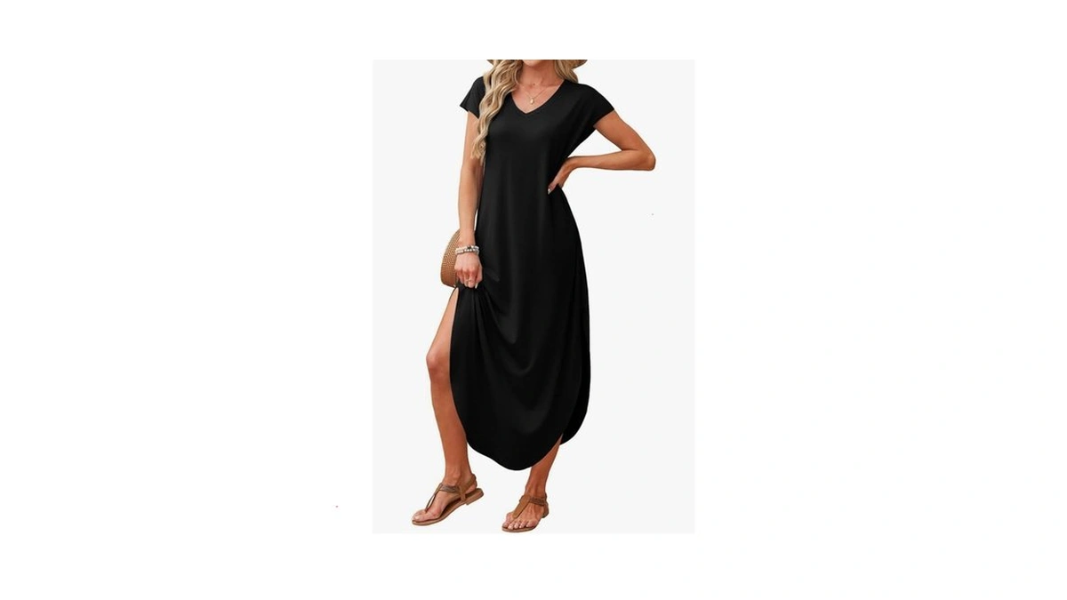 Rumia Summer Casual Maxi Dresses For Women- Women's V Neck