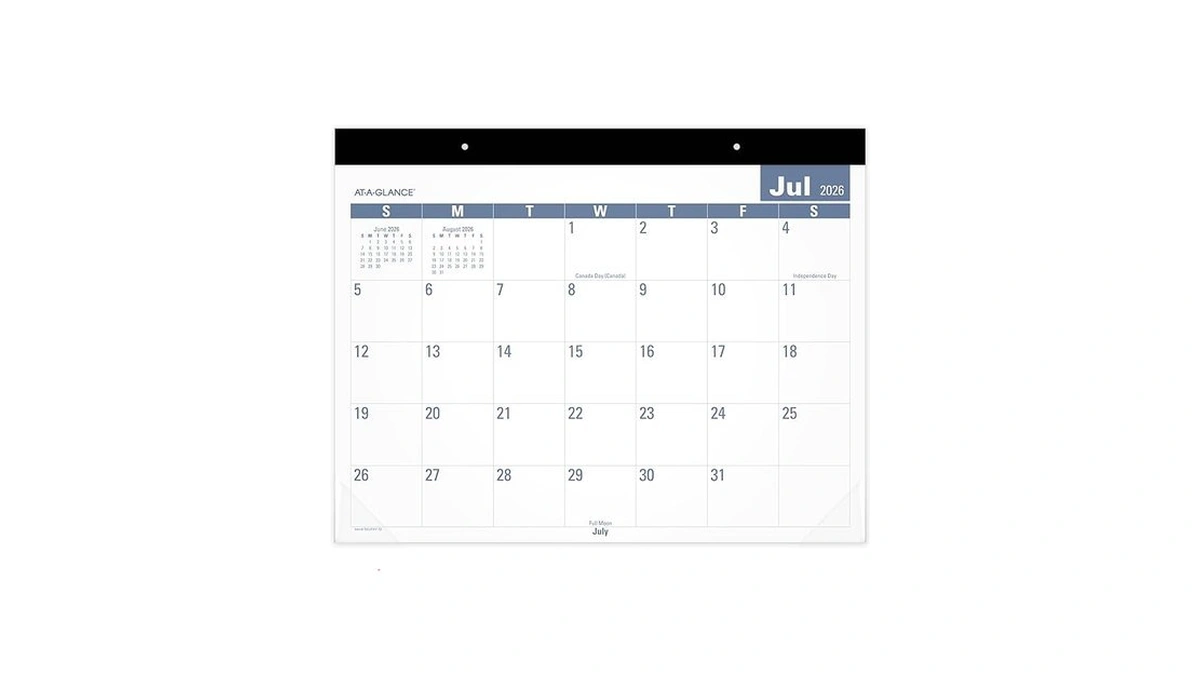 At-a-glance Desk Calendar 2026-2027 Planning Pad, Academic 12-month July-june, Monthly,