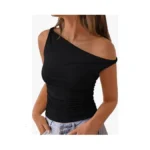 Reoria Women's 2026 Trendy Off The Shoulder Tops Asymmetrical Twist