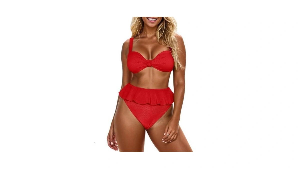 Saodimallsu Womens 2 Piece High Waisted Swimsuit Ruffle Bikini Sets