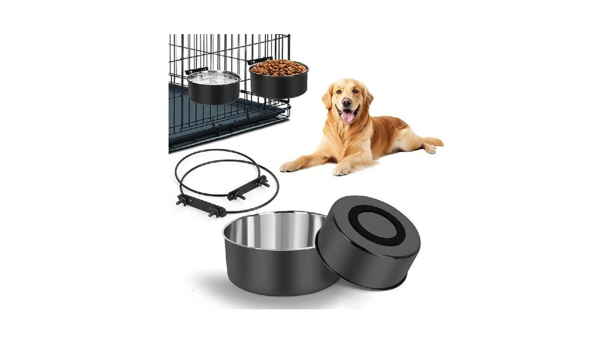 Dog Bowls For Crate, 54oz & 34oz Kennel Bowls Mountable