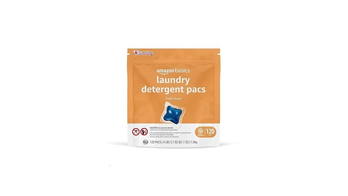 Amazon Basics Laundry Detergent Pacs, Fresh Scent, He Compatible, Dissolves