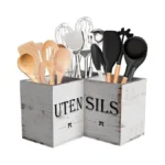 Suli Extra Large Utensil Holder With 3 Compartments,corner Kitchen Shelf,wooden