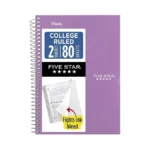 Five Star Spiral Notebook, 2 Subject, College Ruled Paper, 6"