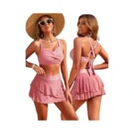 Viaurbe Women's High Waisted Bikini Sets Tummy Control Swim Skirt