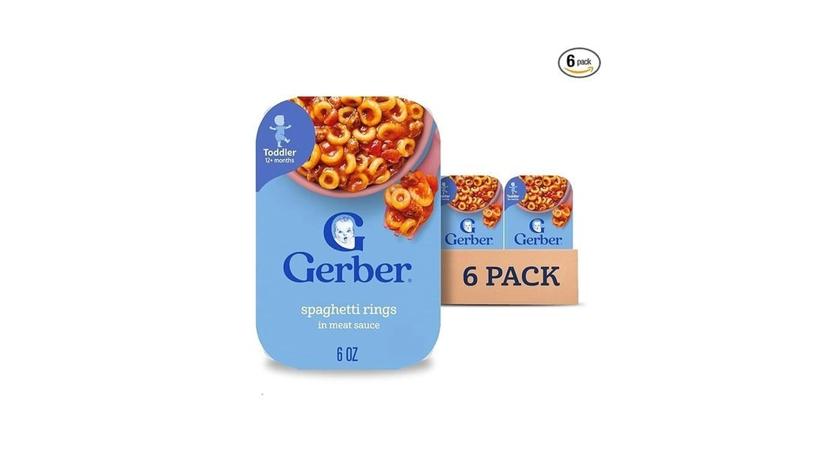 Gerber Toddler Food, Spaghetti Rings In Meat Sauce, Mealtime For