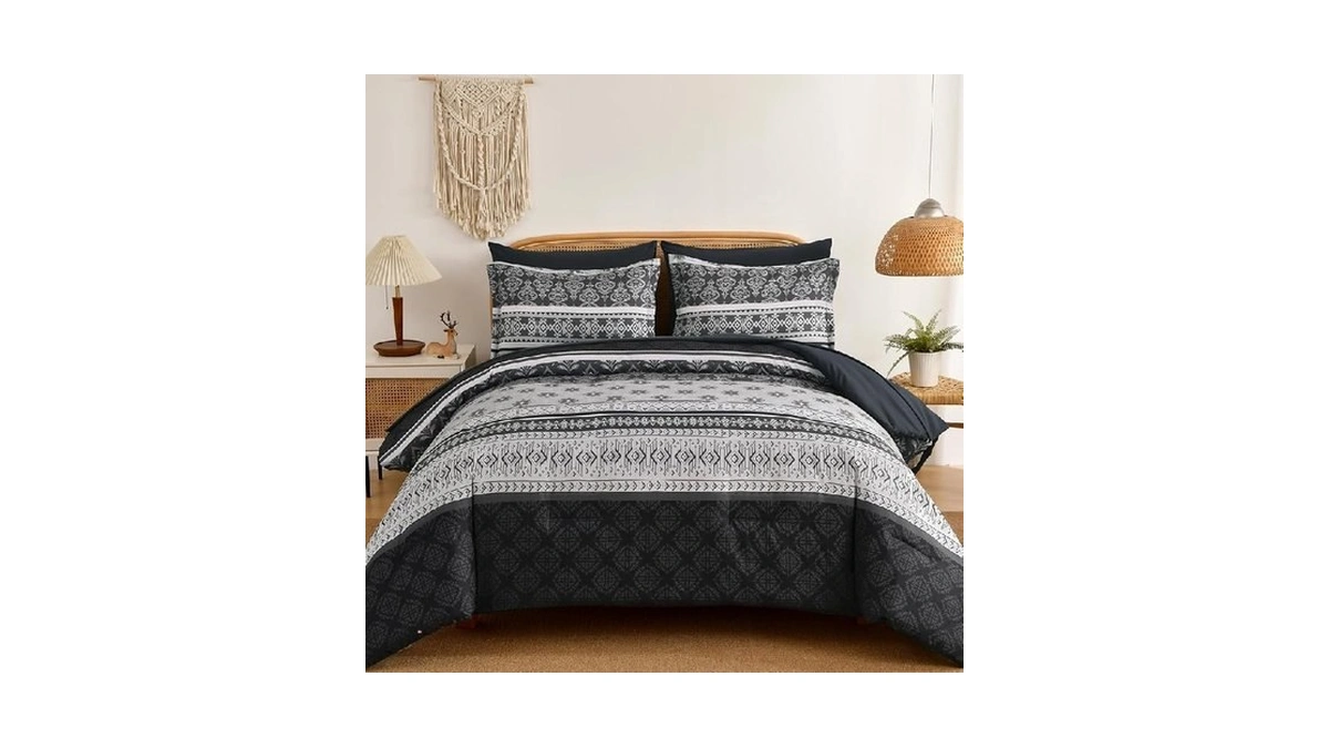 Boho Comforter Set Queen Size,7 Pieces Bohemian Comforter Bedding Set