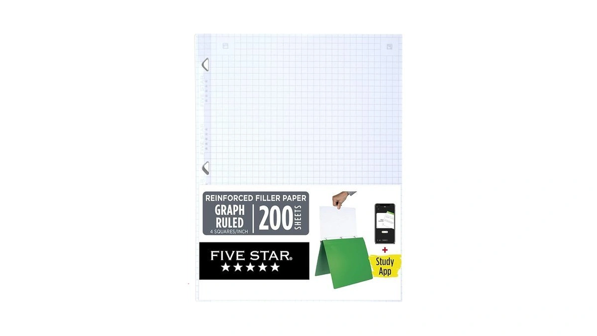 Five Star Loose Leaf Paper + Study App, Graph Ruled