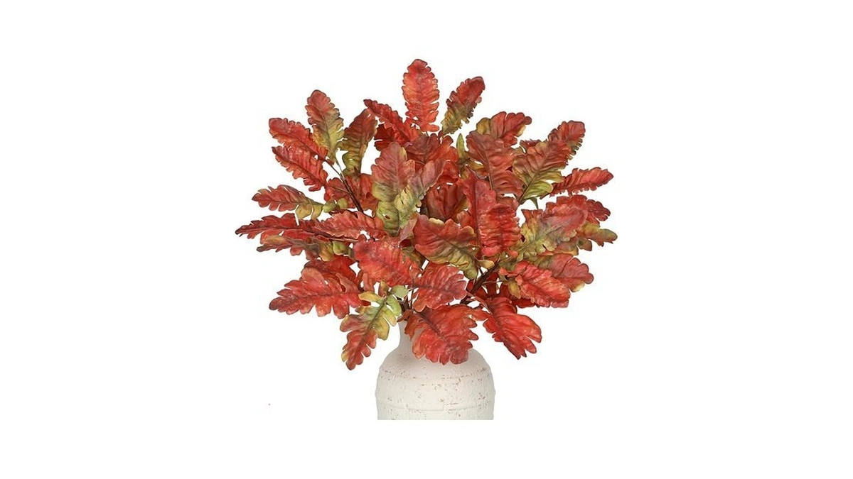 Faux Oak Leaf Branches 5 Pcs Fall Leaf Stems For