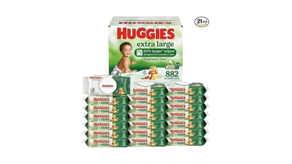 Huggies Extra Large Baby Wipes, Unscented, 8 Flip-top Pack, 882