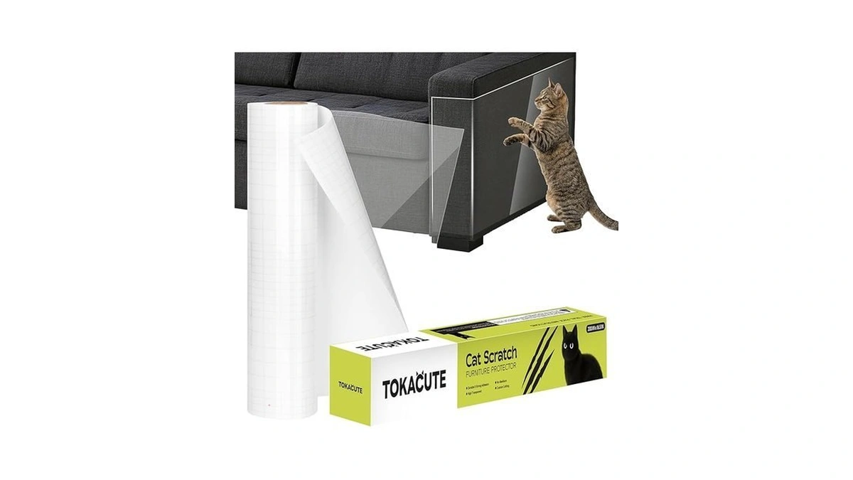 Tokacute Anti Cat Scratch Furniture Protector, Single-sided Sticky Couch Protector