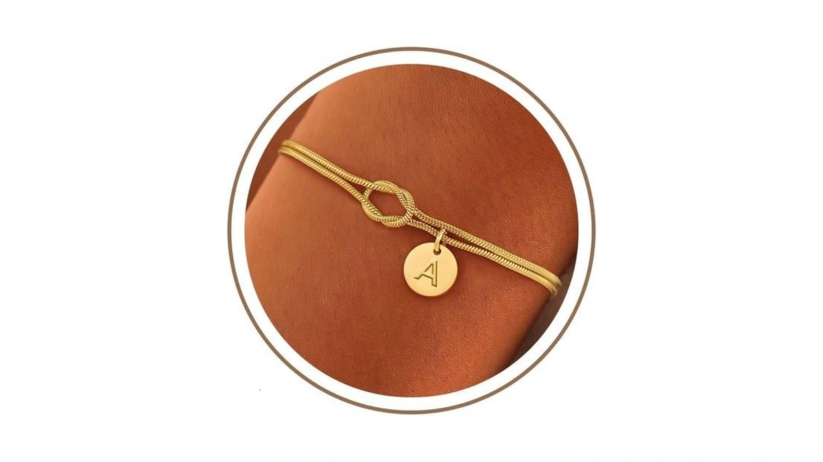 Turandoss Initial Bracelets For Women - 14k Gold Plated Plated