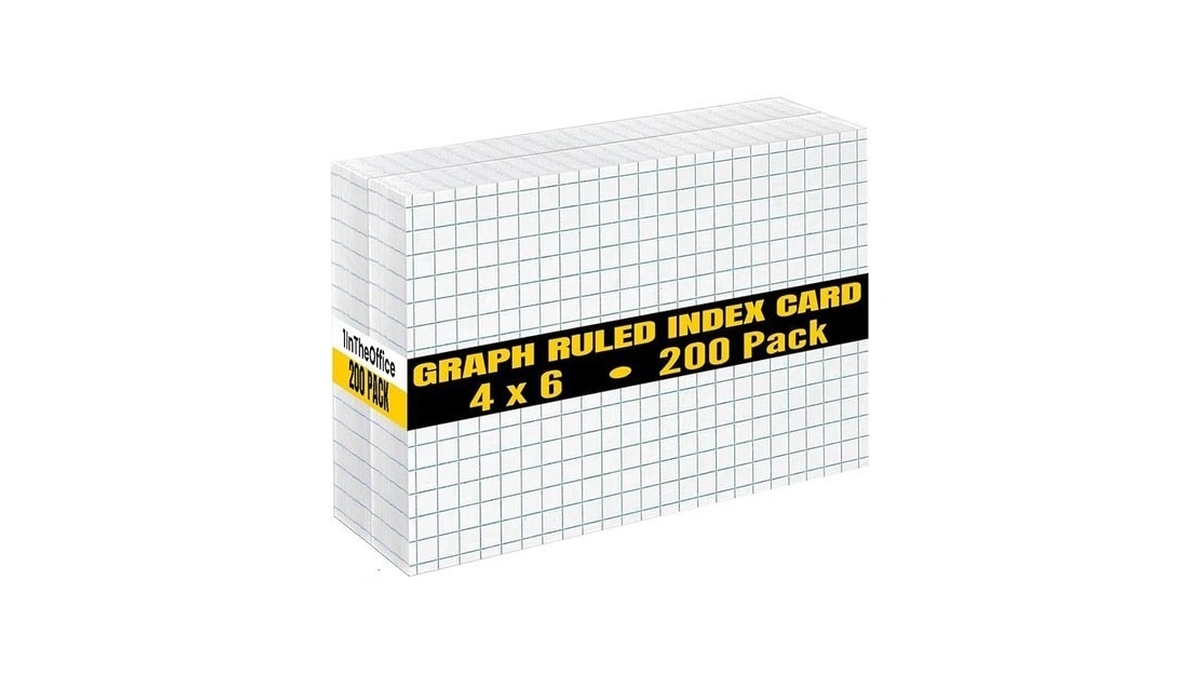 1intheoffice Index Cards 4x6 Graph Ruled White, Quad Ruled Index