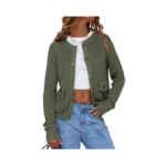 Exlura Womens 2025 Knit Cardigan Sweaters Spring Fall Crewneck Open