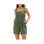 Zaful Womens Summer Rompers Casual Short Jumpsuit Sleeveless Square Neck