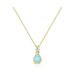 Fimewon Gold Pendant Necklaces For Women Dainty Opal Necklace Tear