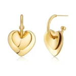 Famarine Gold Heart Hoop Earrings Dainty Heart Drop Earrings For