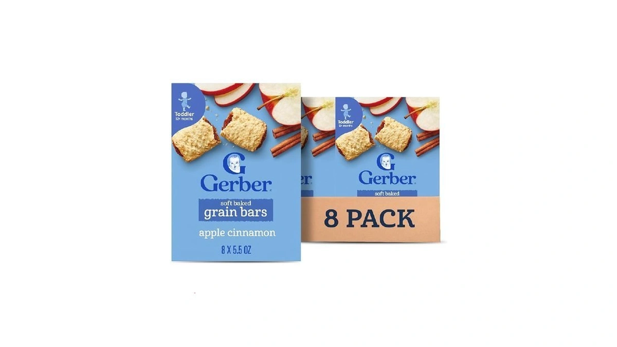 Gerber Snacks For Toddler Soft Baked Grain Bars, Apple Cinnamon,