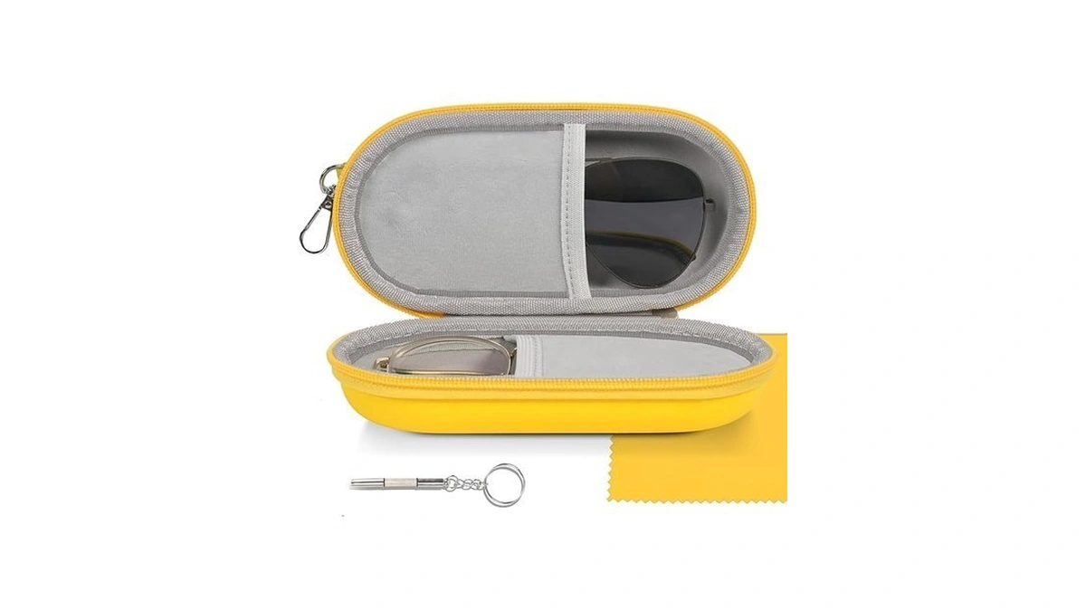 Popolov Double Glasses Case,dual Eyeglasses & Sunglasses Organizer With Clip