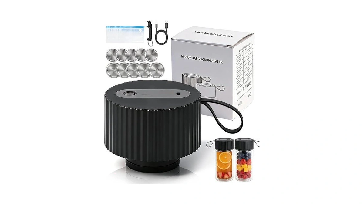 Electric Mason Jar Vacuum Sealer Kit, Portable 3-in-1 Handheld Food