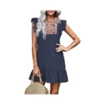 Kirundo Women's 2026 Summer Mini Dress Spring Casual V Neck