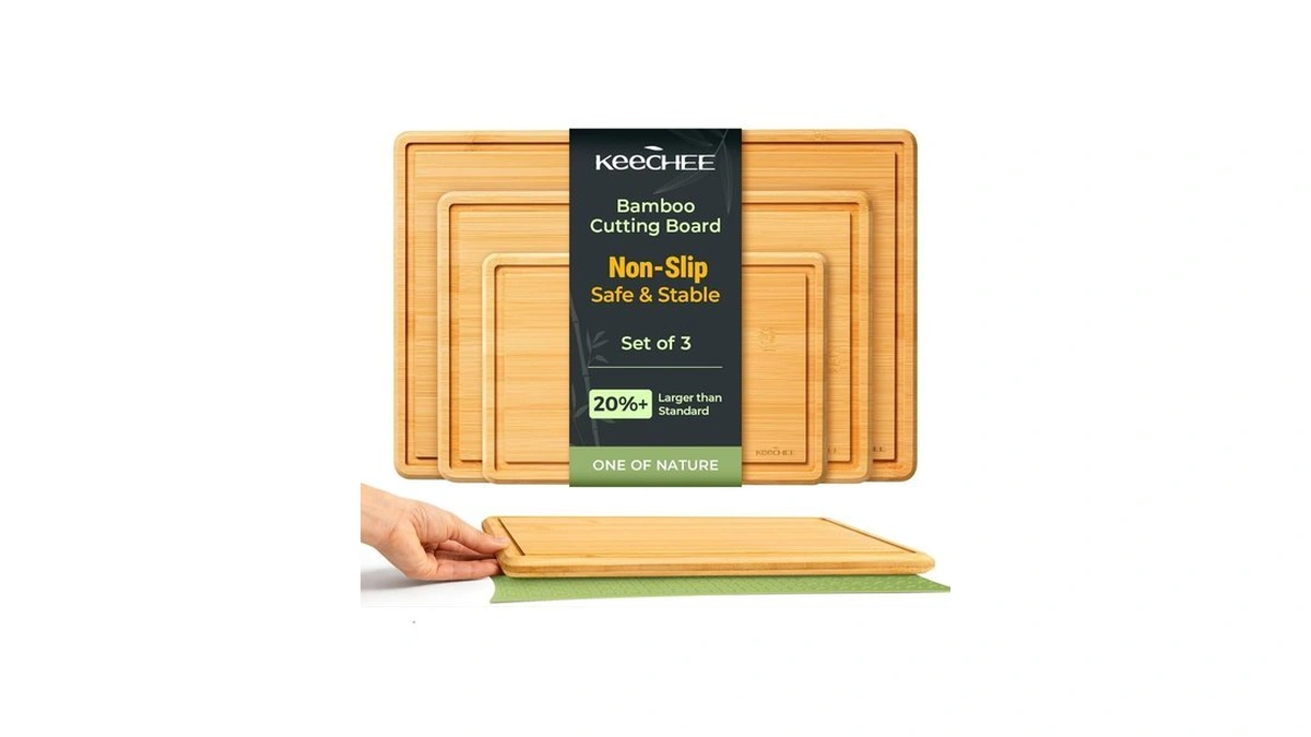 Keechee Cutting Board With Non-slip Mat, Bamboo Cutting Board For