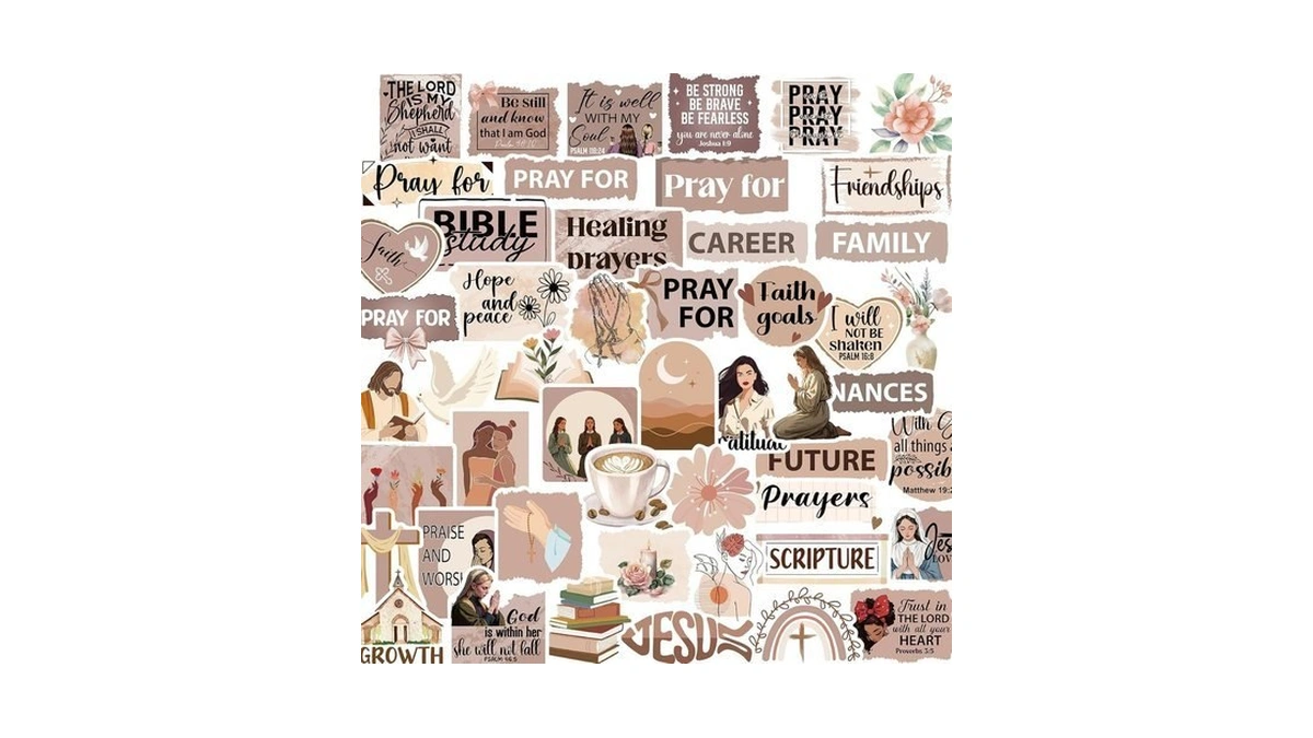 Falueqg Prayer Board Stickers Supplies - 50pcs Christian Jesus Stickers