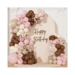 Nuttybash Pink Brown Balloon Arch Kit, Cowgirl Pink Brown White