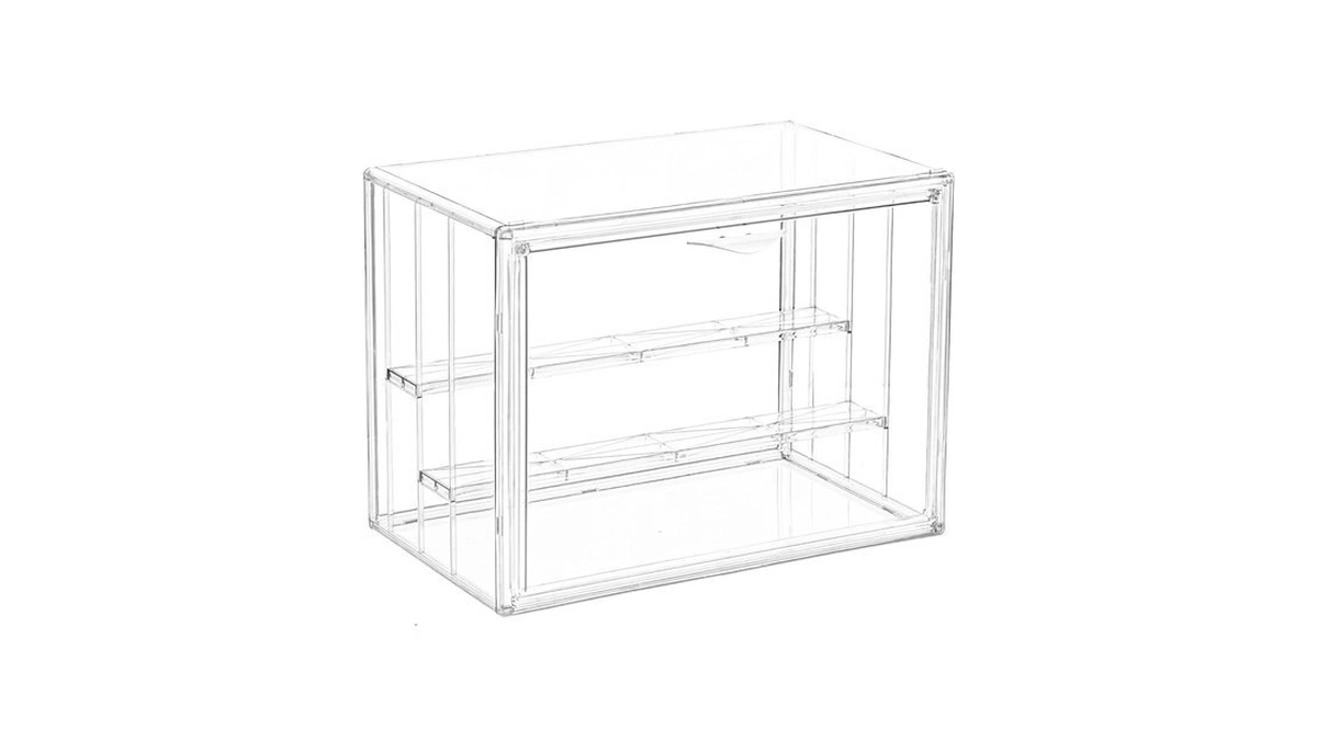 Attelite Clear Acrylic Display Case,3 Tier Display Shelf With 2