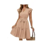 Kirundo Summer Dresses For Women 2026 Spring Flutter Sleeve V