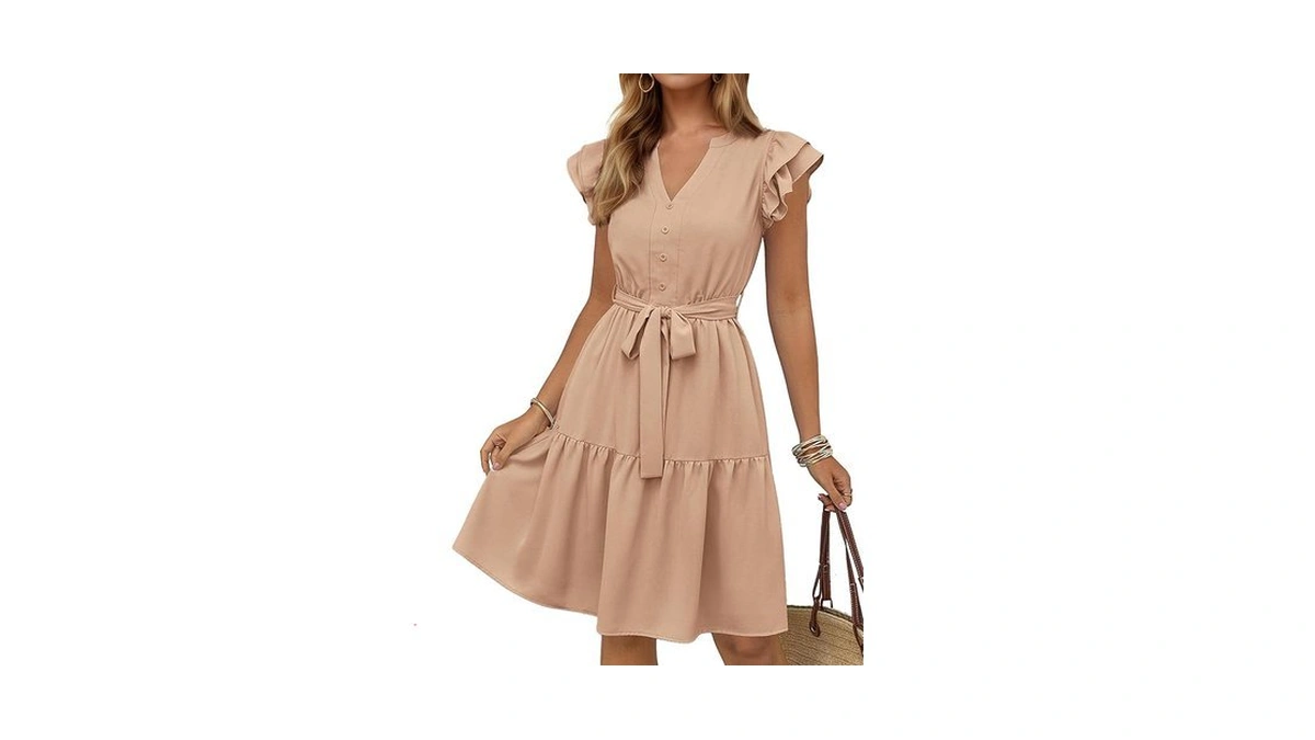 Kirundo Summer Dresses For Women 2026 Spring Flutter Sleeve V