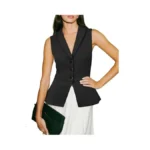 Tankaneo Womens V Neck Suit Vest Lapel Collar Button Down
