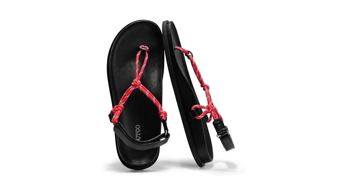 Coutgo Womens T Strap Flat Sandals Open Toe Flip Flops