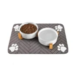 Xihan Dog Bowls Set With Wood Stand & Mat Waterproof,