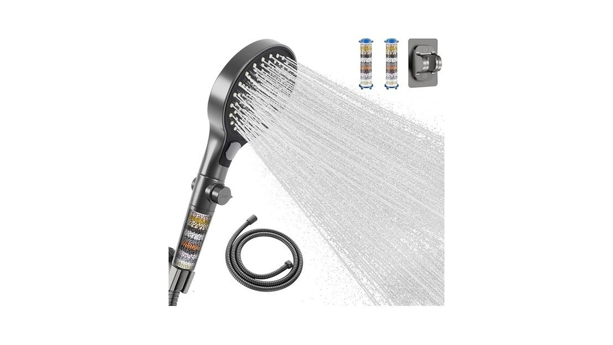 Filtered Handheld Shower Head With Hose And Holder, 5.1" Large